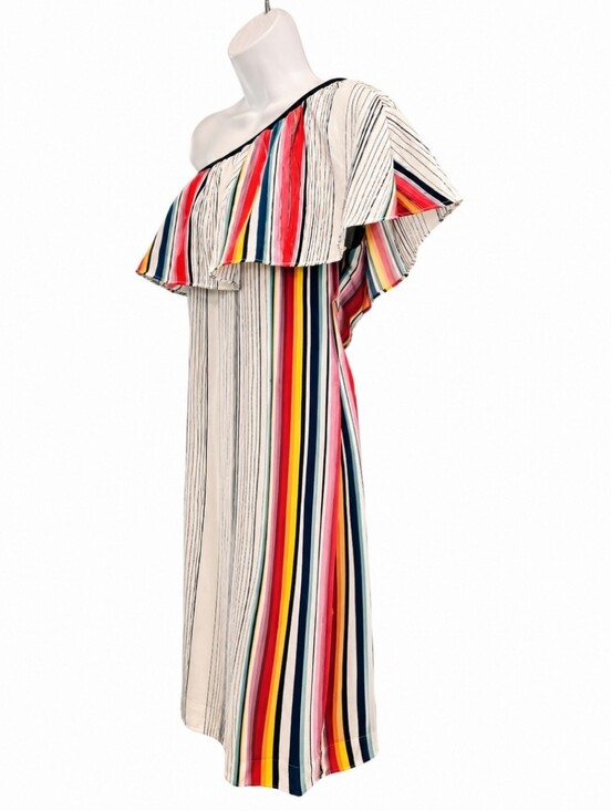 RACHEL Rachel Roy Dresses & Skirts - NWT Rachel Rachel Roy Rainbow Stripe One Shoulder Midi Dress Size S Colorful